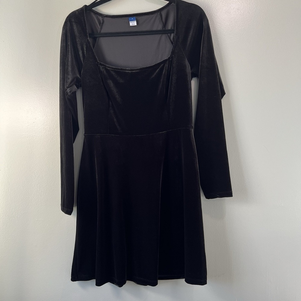 Old Navy Black Velvet Long Sleeve Mini Dress